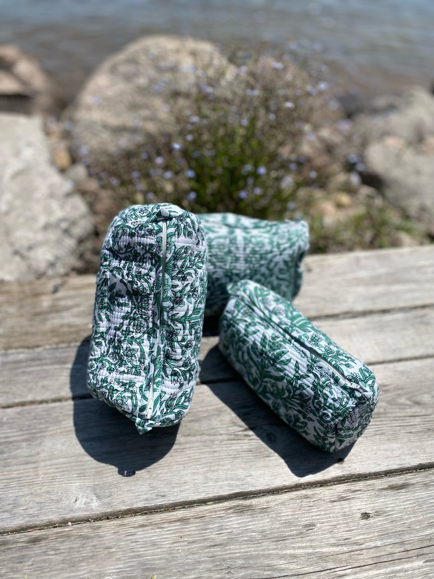 Block-Printed Toiletry Bags (Set of 3) Creeping Vine