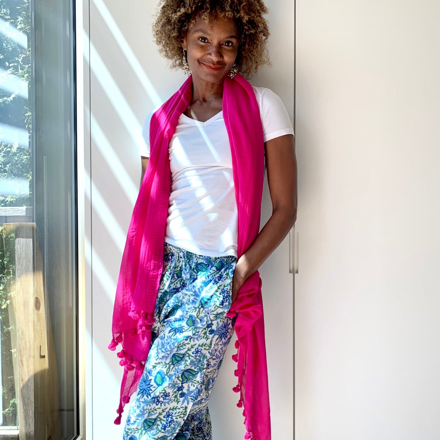 Tassel Scarf - Hot Pink - Imli.lifestyle