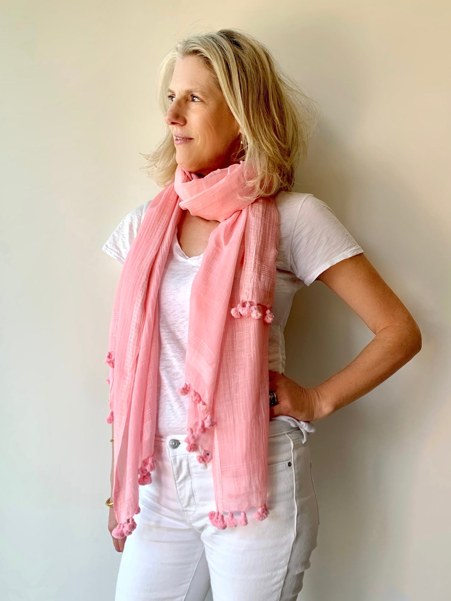 Tassel Scarf - Pale Pink - Imli.lifestyle