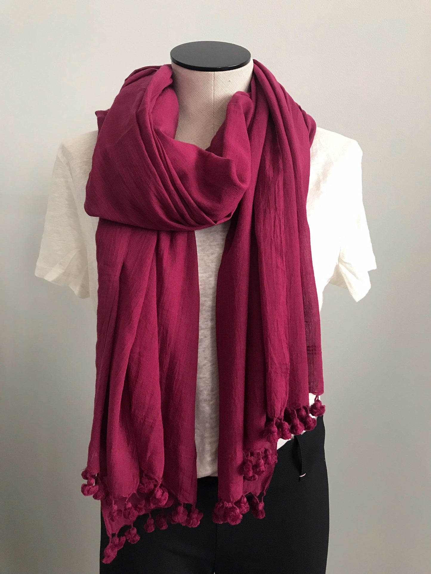 Tassel Scarf - Raspberry - Imli.lifestyle