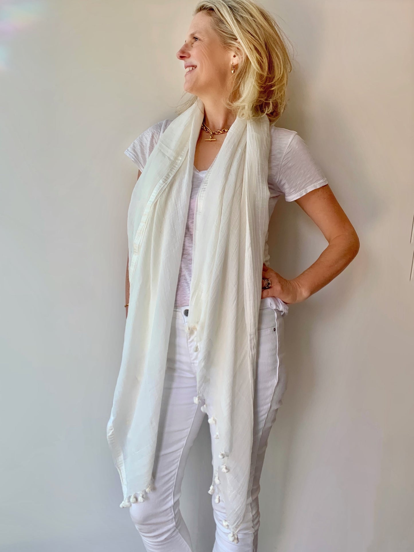 Tassel Scarf - White - Imli.lifestyle