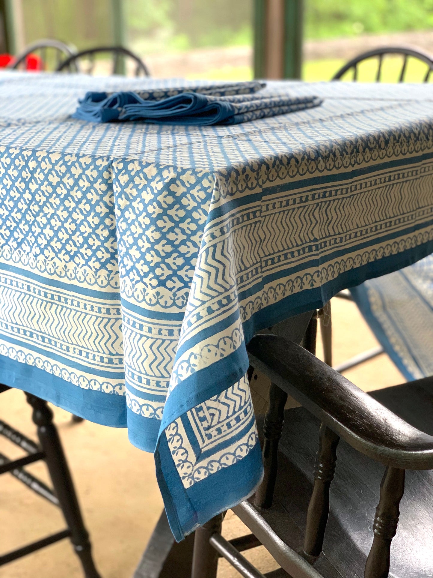 Block Print Tablecloth | Blue