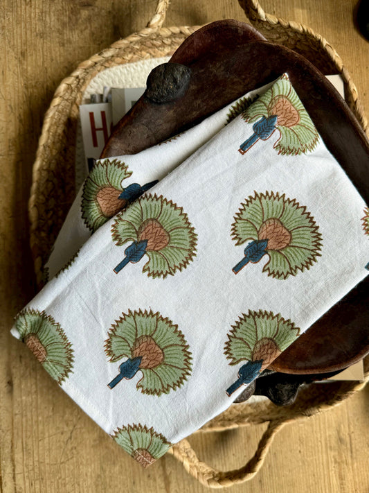 Coconut Block Print Napkins | White - Imli.lifestyle