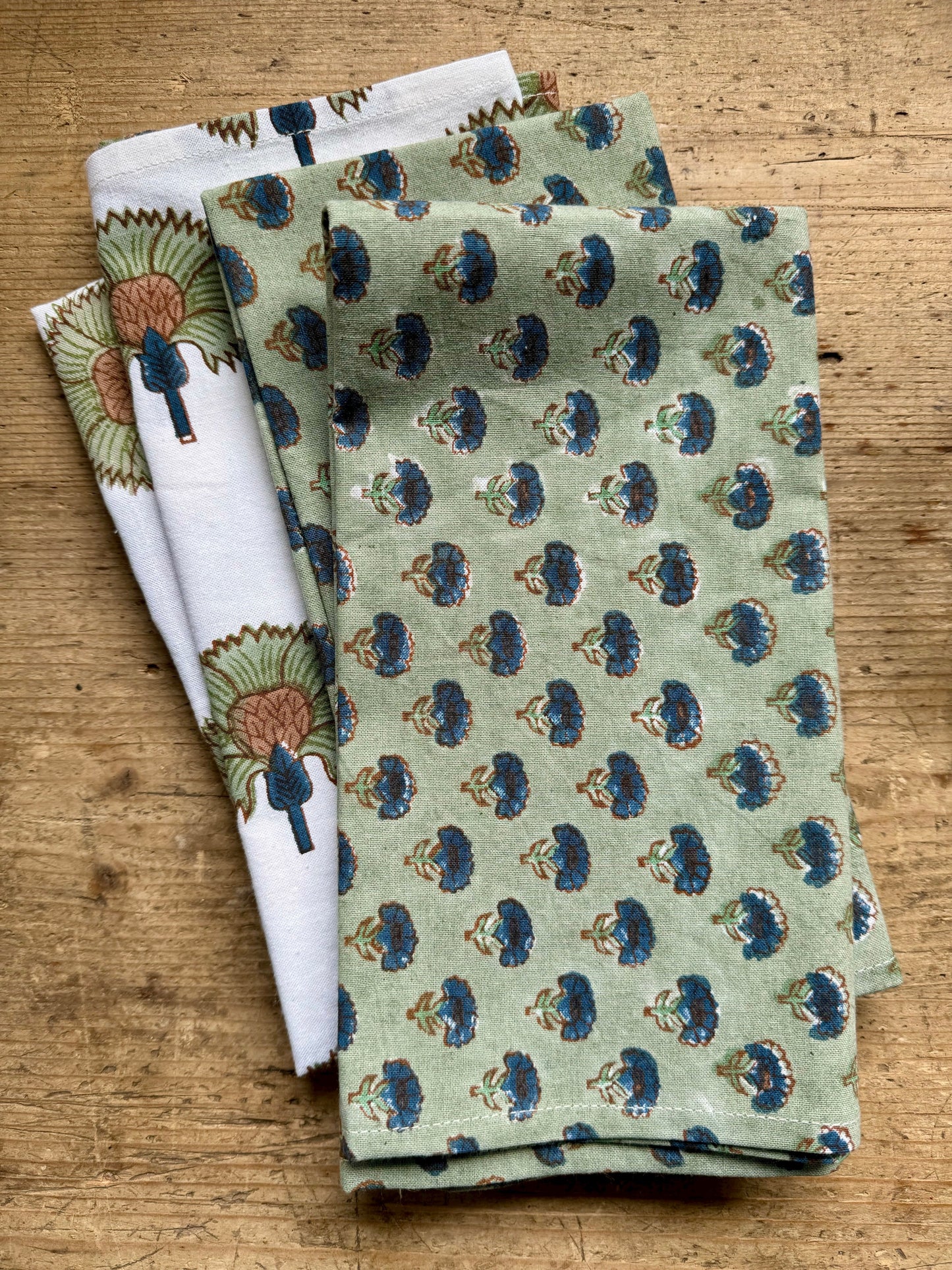 Coconut Block Print Napkins | White - Imli.lifestyle