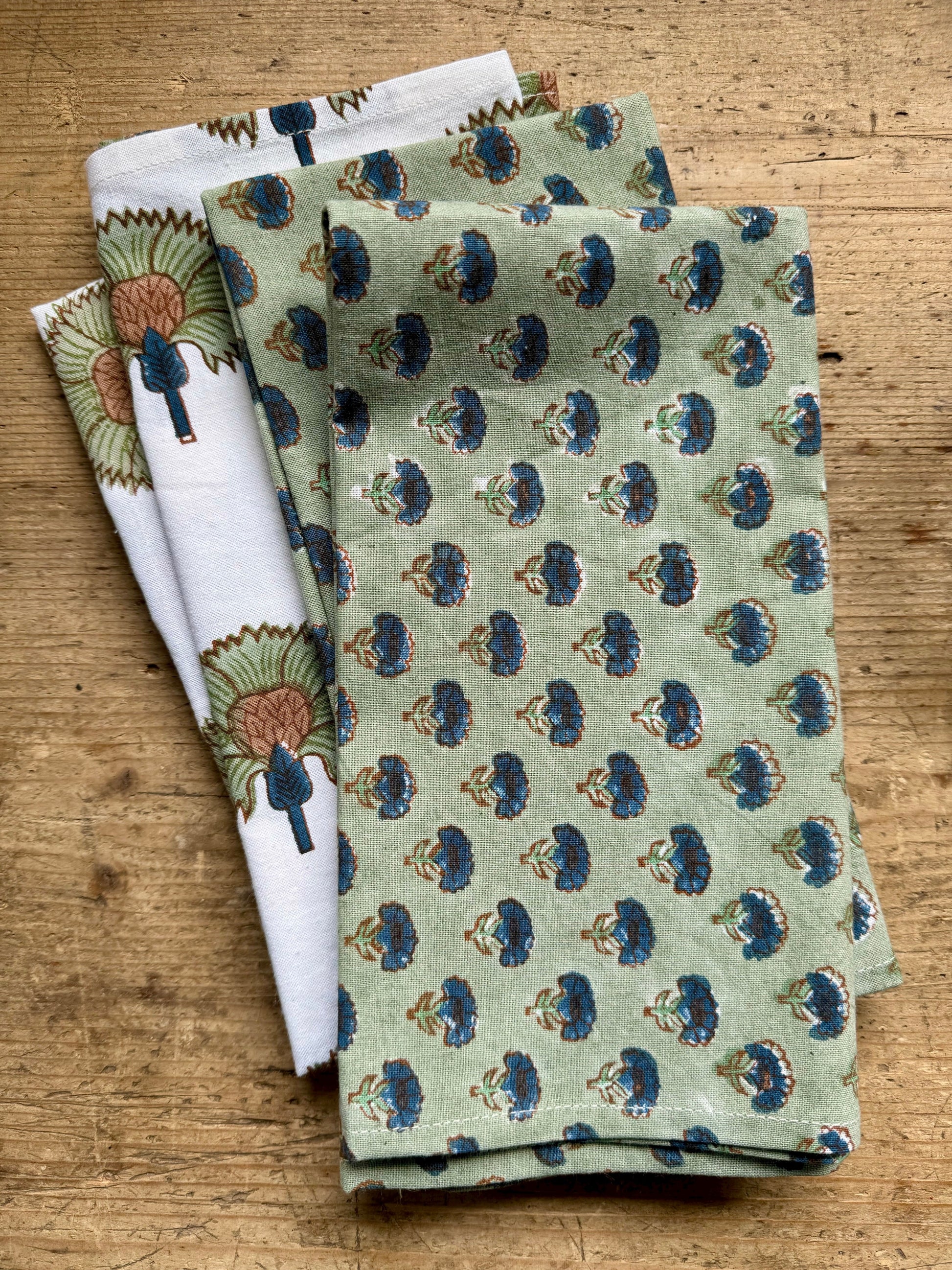 Coconut Block Print Napkins | White - Imli.lifestyle