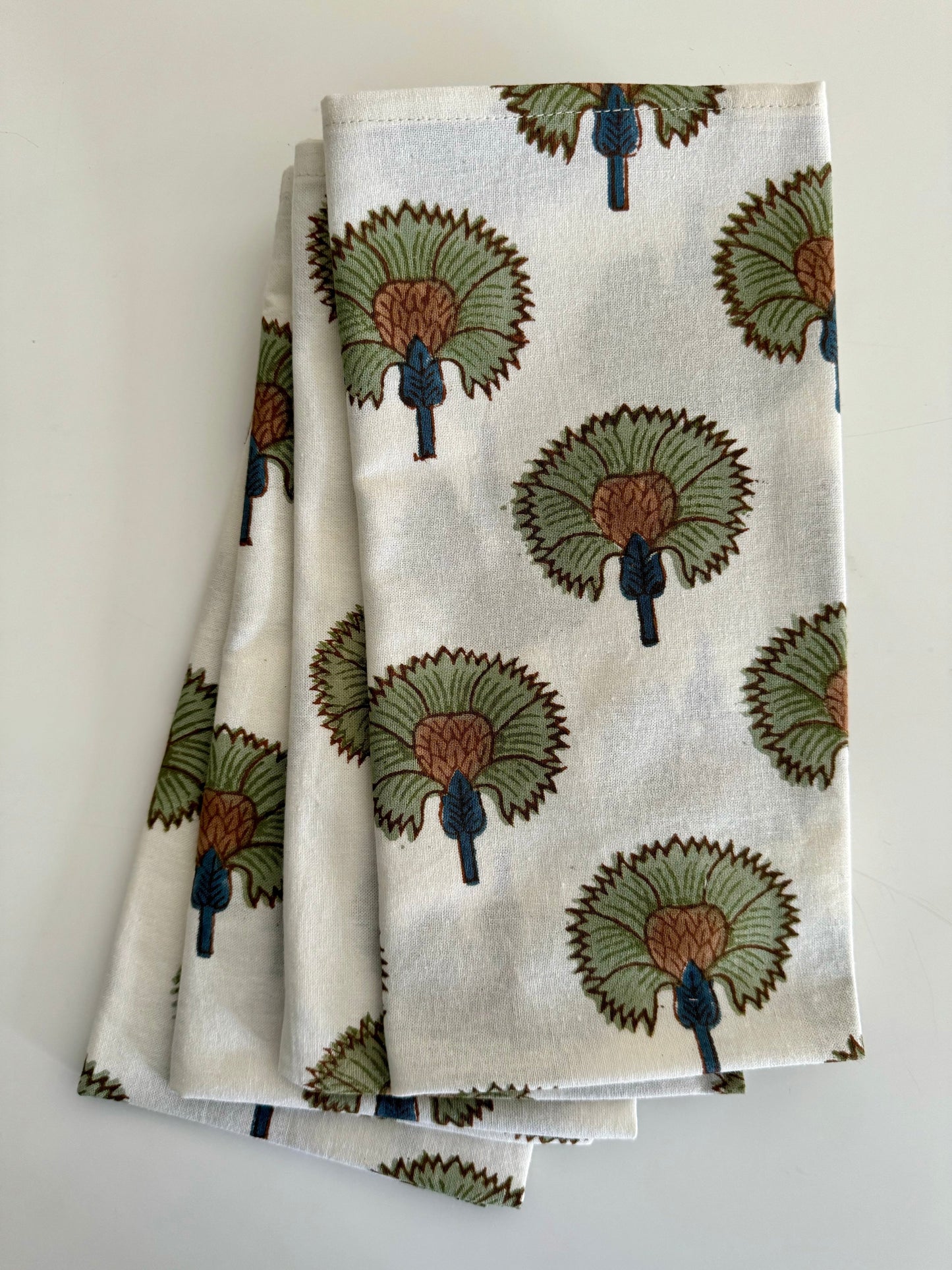 Coconut Block Print Napkins | White - Imli.lifestyle