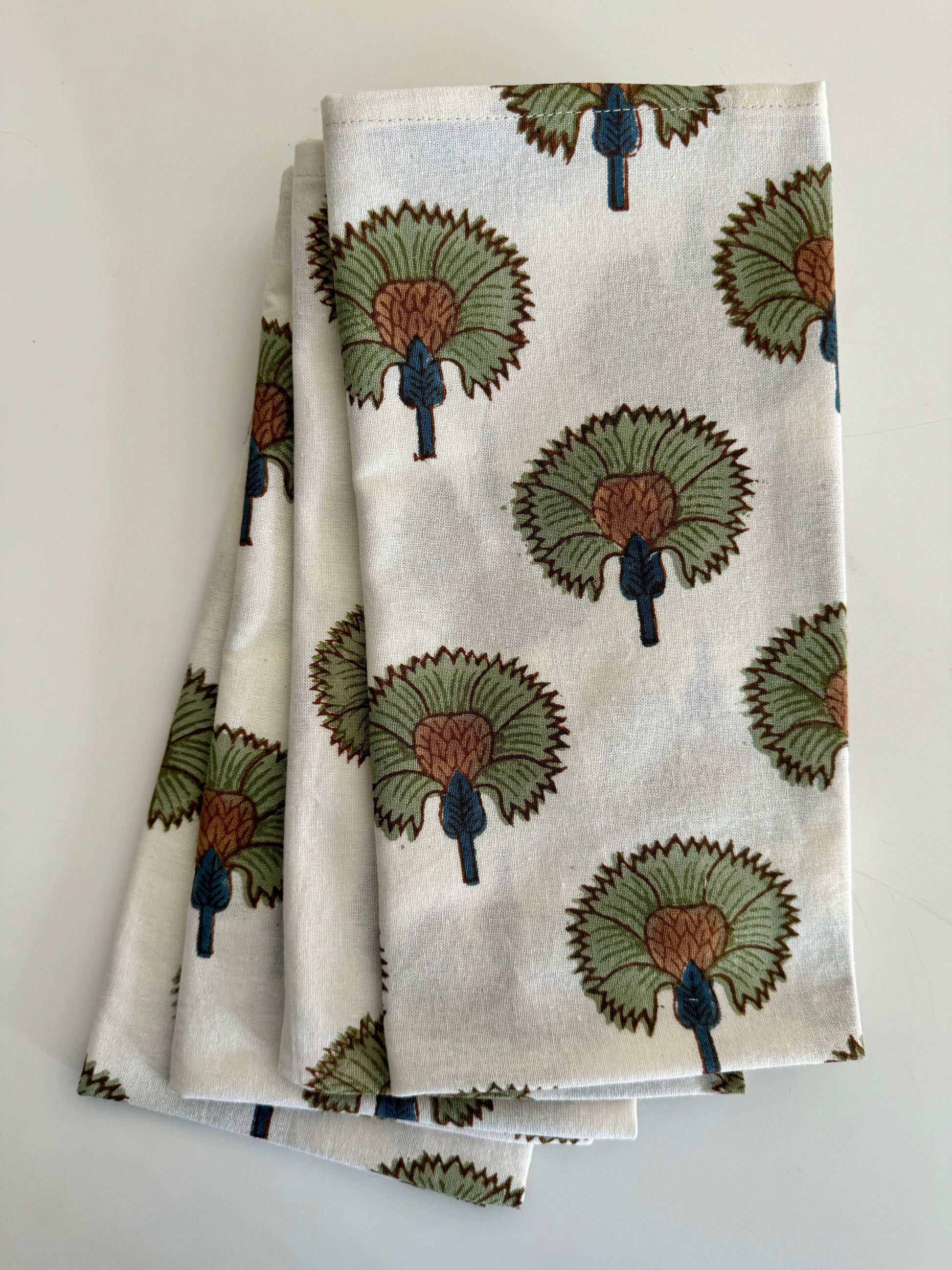 Coconut Block Print Napkins | White - Imli.lifestyle
