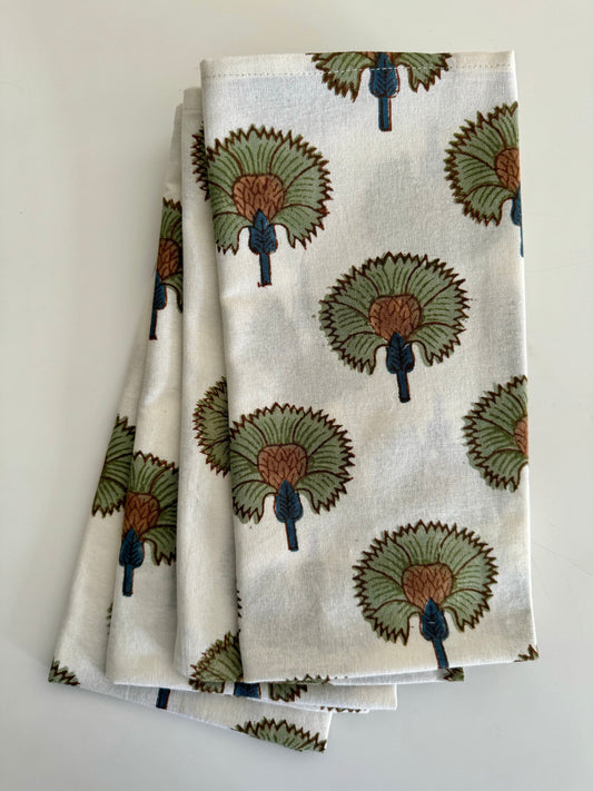 Coconut Block Print Napkins | White - Imli.lifestyle