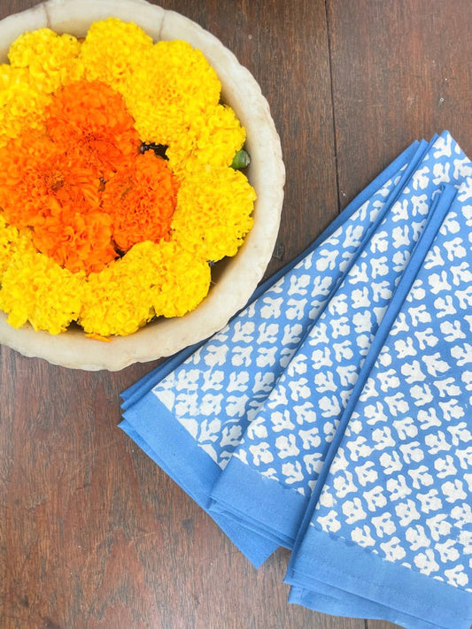 Block Print Cotton Napkins | Blue - Imli.lifestyle