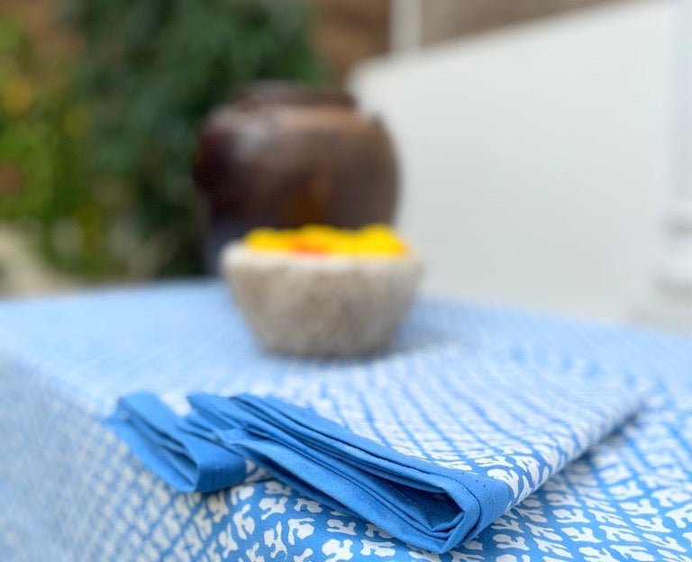 Block Print Cotton Napkins | Blue - Imli.lifestyle