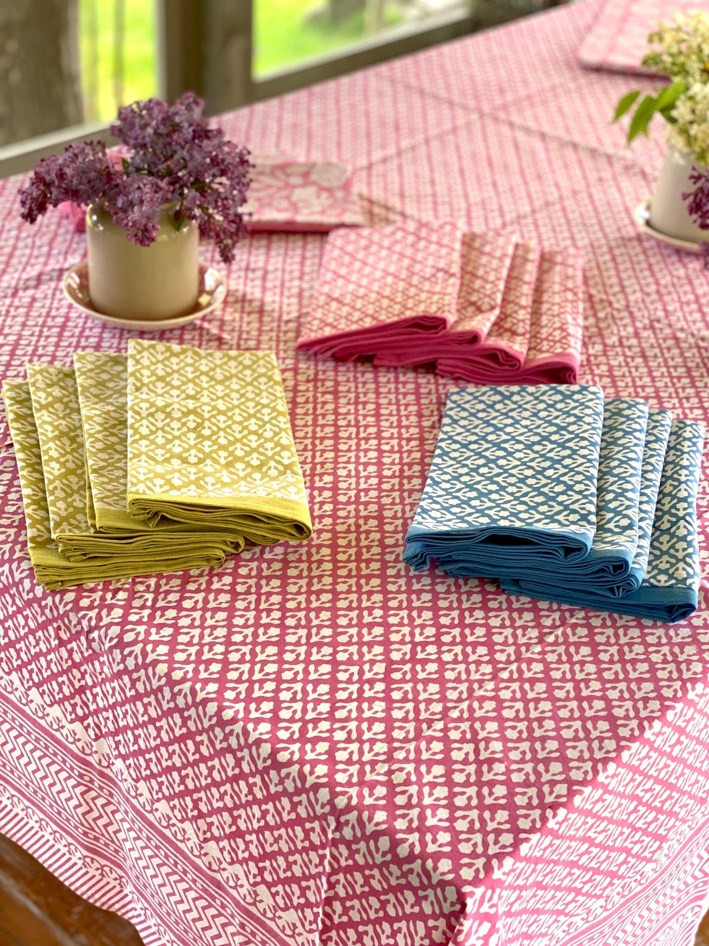 Block Print Cotton Napkins | Chartreuse - Imli.lifestyle