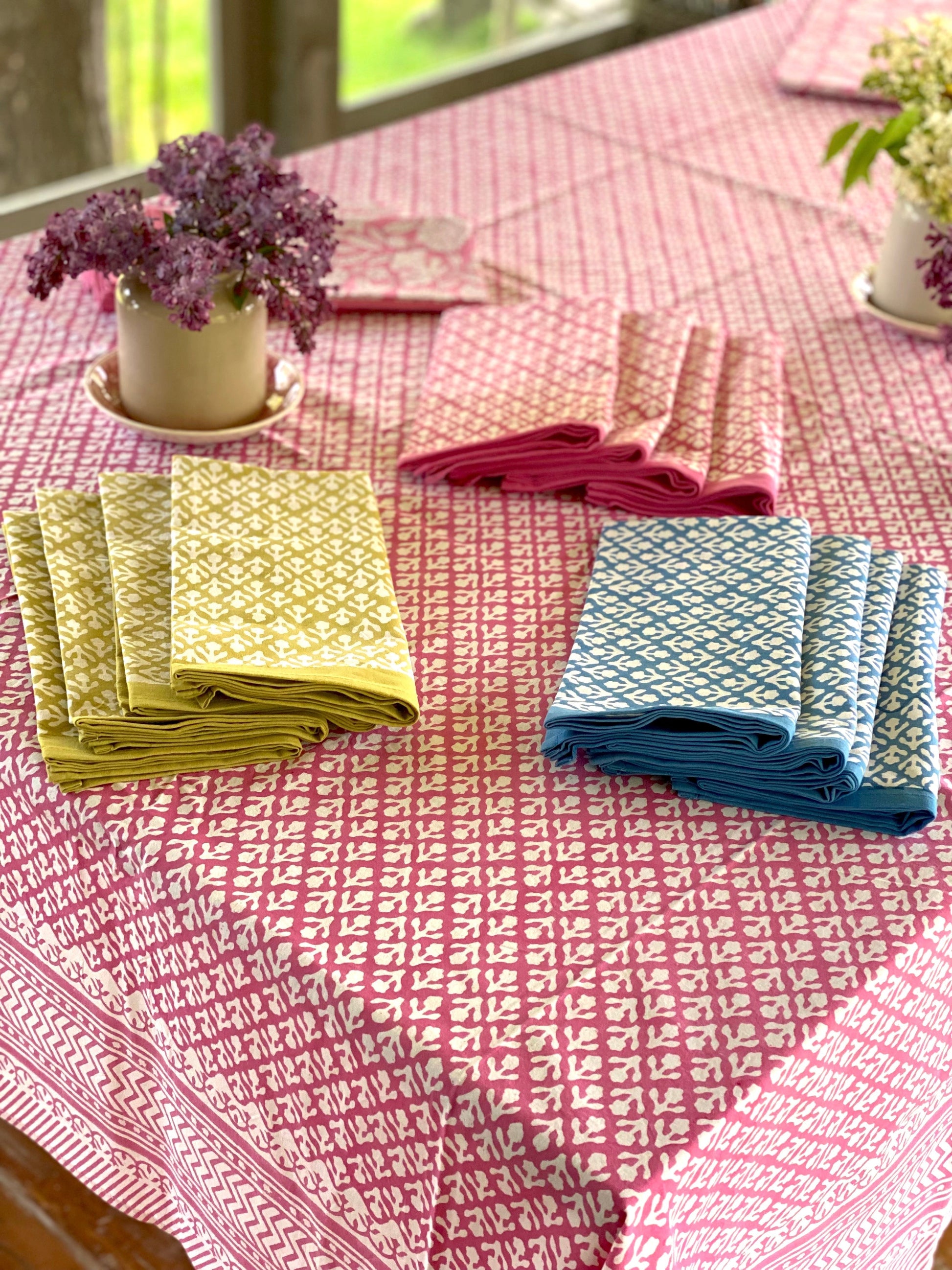 Block Print Cotton Napkins | Chartreuse - Imli.lifestyle