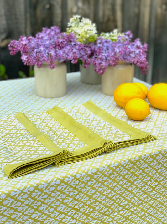Block Print Cotton Napkins | Chartreuse - Imli.lifestyle