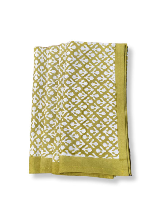 Block Print Cotton Napkins | Chartreuse - Imli.lifestyle