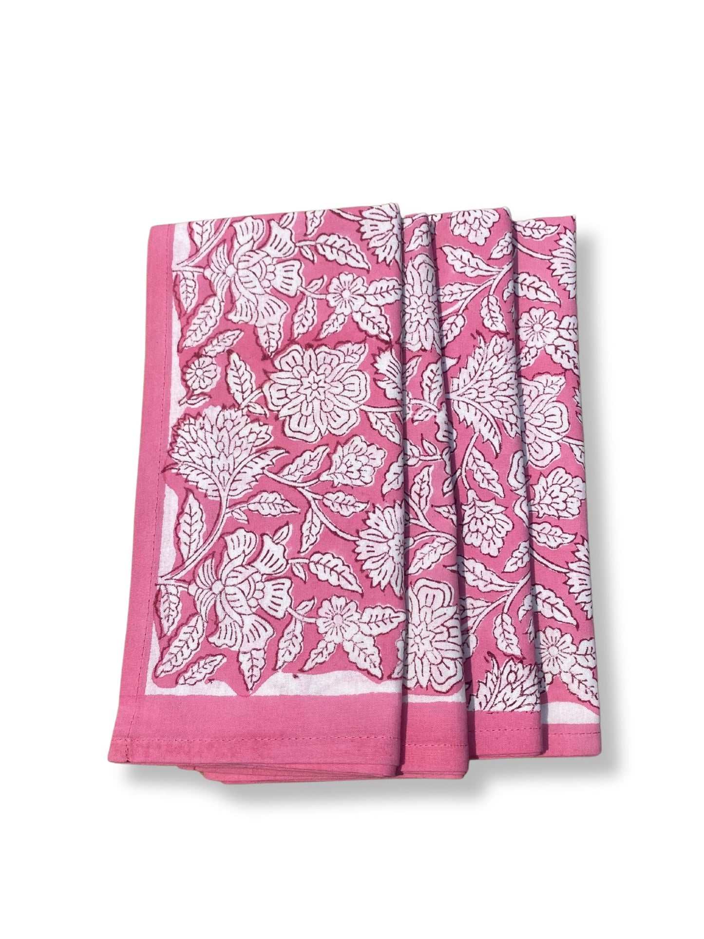 Block Print Cotton Napkins | Pink Floral - Imli.lifestyle