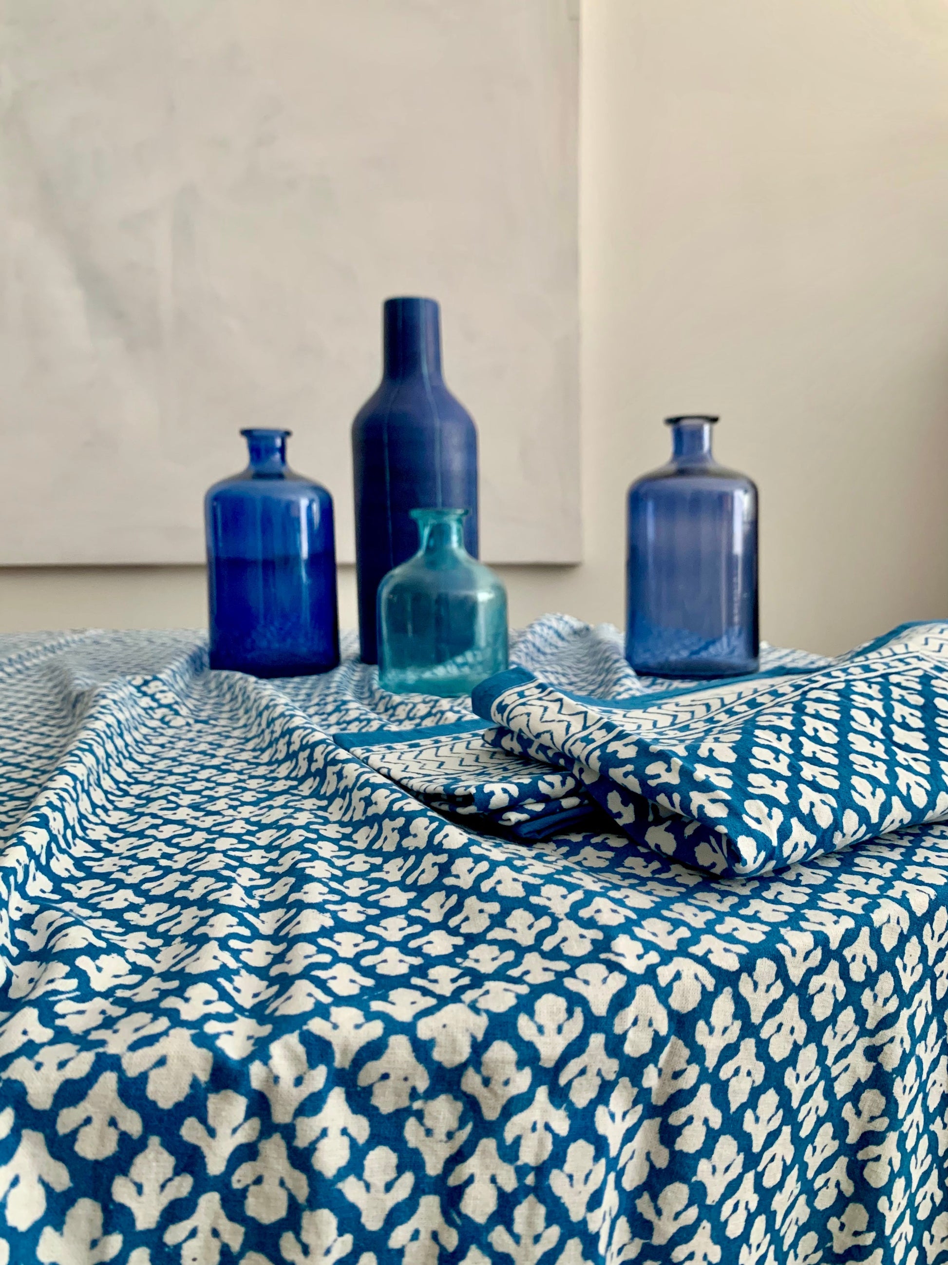 Block Print Tablecloth | Blue - Imli.lifestyle