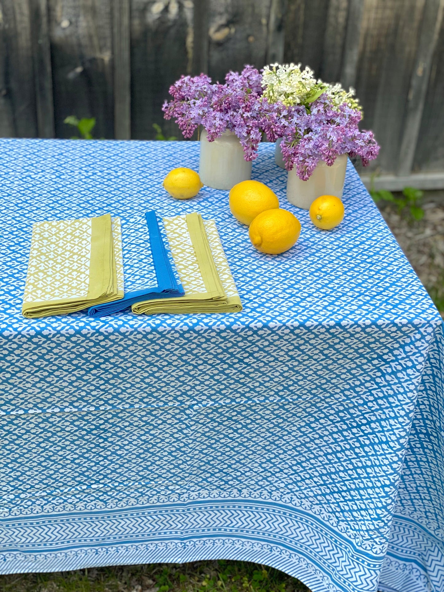 Block Print Tablecloth | Blue - Imli.lifestyle