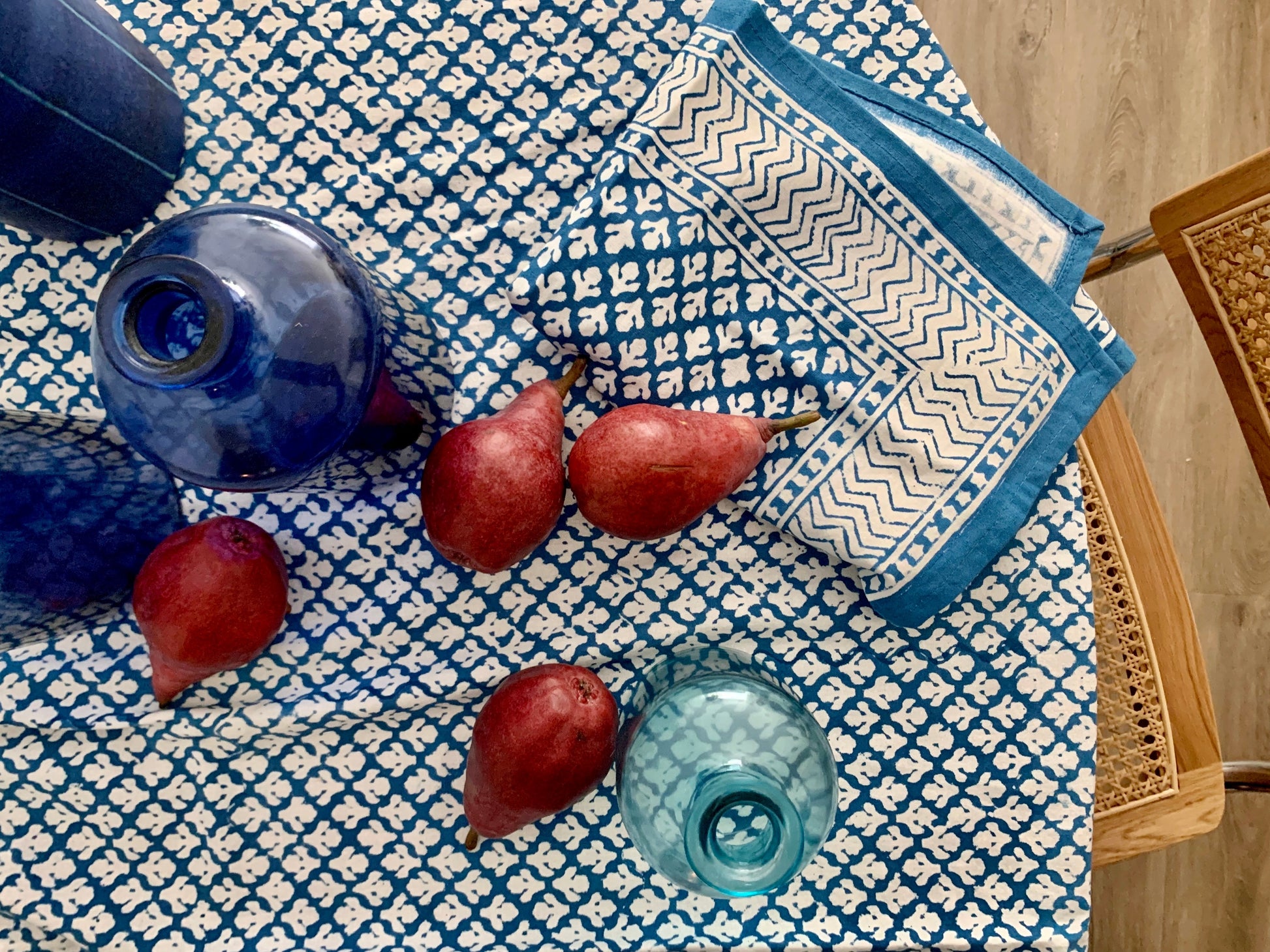 Block Print Tablecloth | Blue - Imli.lifestyle