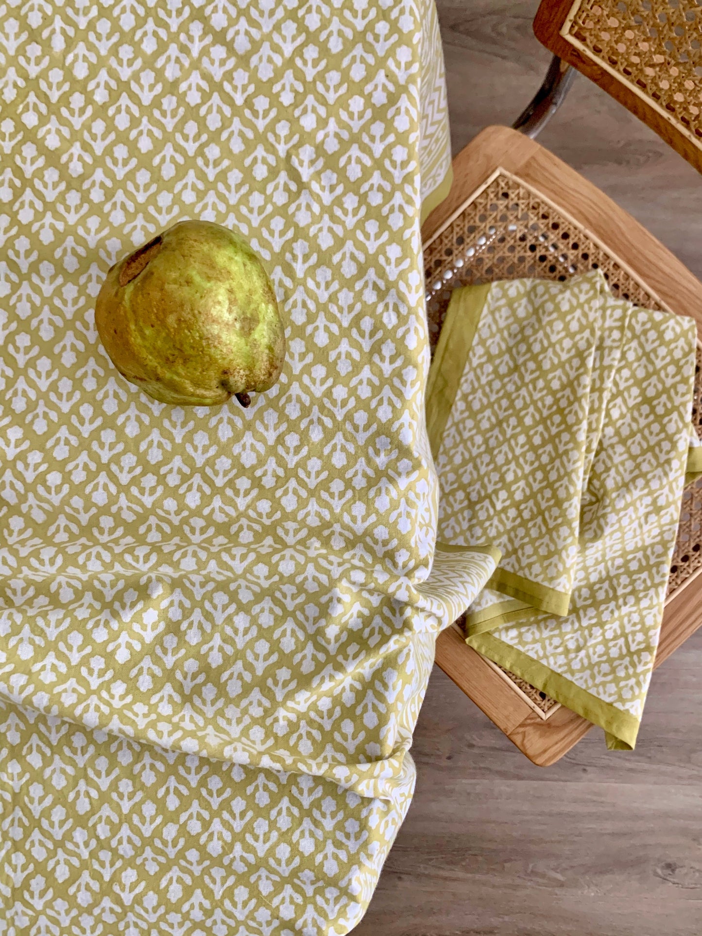 Block Print Tablecloth | Chartreuse - Imli.lifestyle