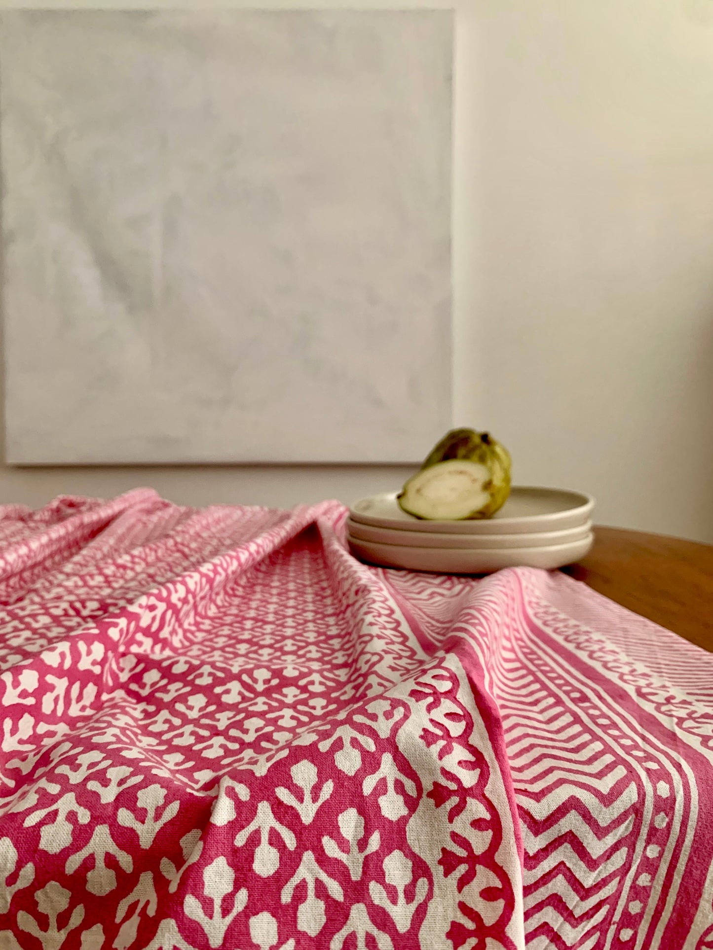 Block Print Tablecloth | Pink - Imli.lifestyle