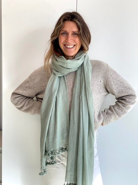 Tassel Scarf | Sage Green - Imli.lifestyle