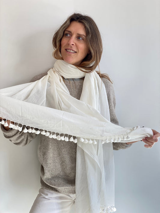 Tassel Scarf | White - Imli.lifestyle